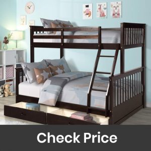 HarperBright Designs Twin Over Full Bunk Bed with Ladders
