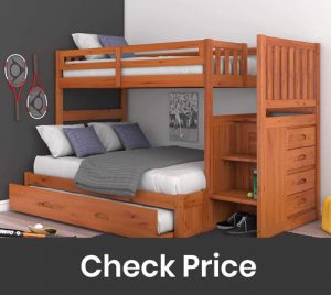 Mission Twin Over Full Staircase Bunk Bed with Trundle